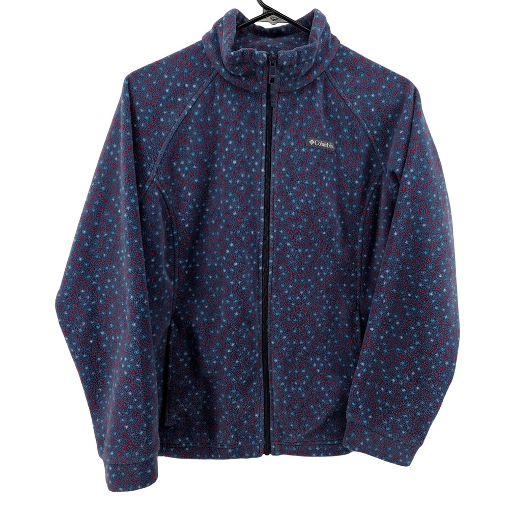 Columbia Girls XL 18/20 Fleece Blue Polka Dot Full Zip Jacket XG6004